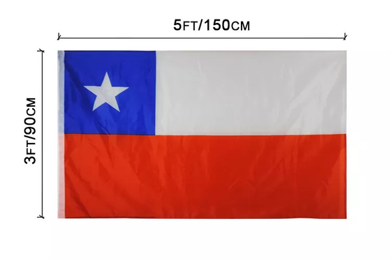 맞춘 칠레 국기 3X5ft 100% 폴리에스테르 CMYK 디지털 프린팅